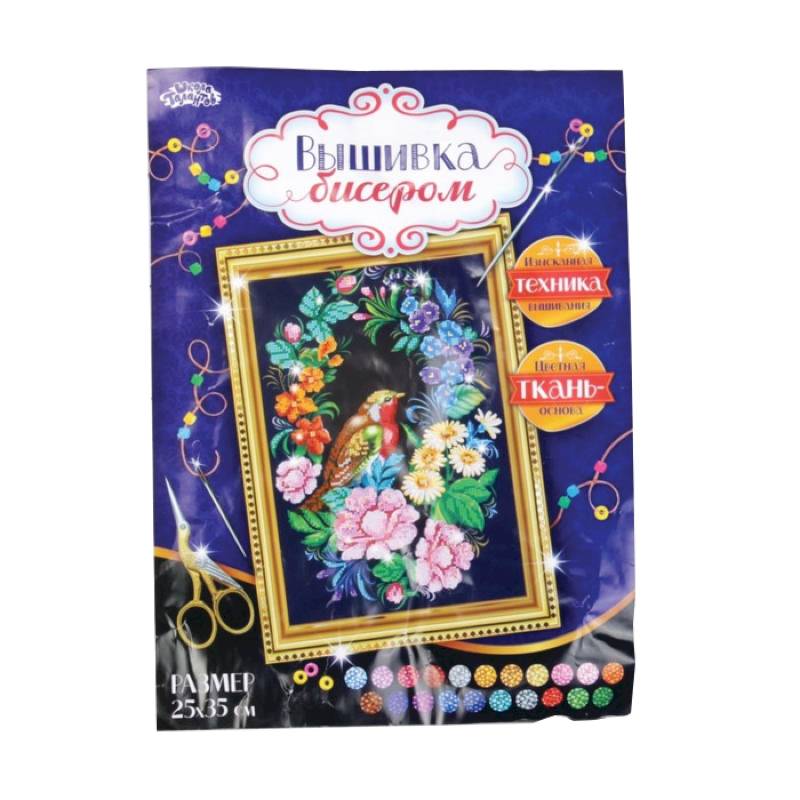 Набор для вышивки бисером 'Жостово' размер основы 25x35 см + леска, игла бисерная