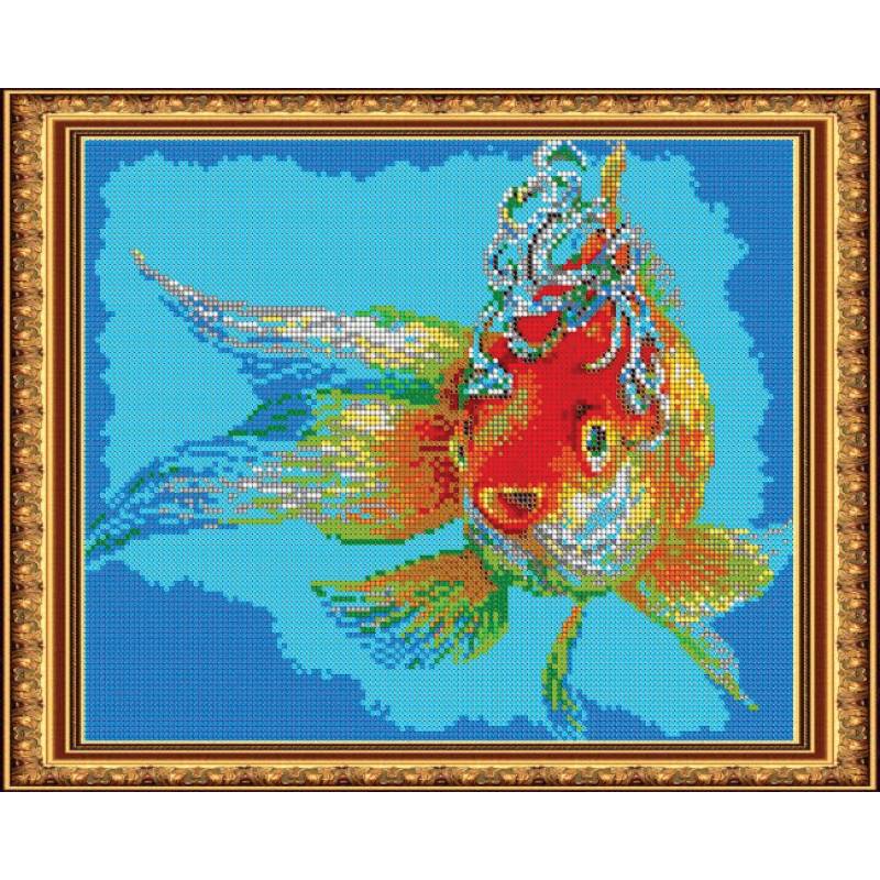 «Светлица» набор для вышивания бисером №349П «Золотая рыбка» бисер Чехия 30x24см
