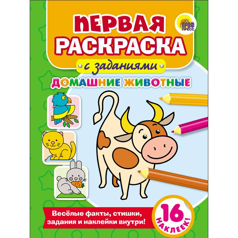 Первая раскраска с заданиями. Домашние животные Первая раскраска с заданиями. Домашние животные