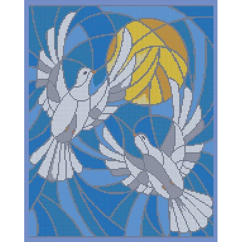 'Витражные голуби' 30x38см набор для вышивания чешским бисером 'Вышивочка' ВЛ-218П 'Витражные голуби' 30x38см набор для вышивания чешским бисером 'Вышивочка' ВЛ-218П