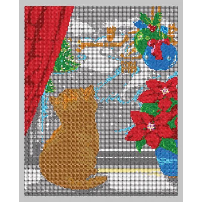 'Котёнок в окне' 24x30см набор для вышивания чешским бисером 'Вышивочка' ВЛ-110П 'Котёнок в окне' 24x30см набор для вышивания чешским бисером 'Вышивочка' ВЛ-110П