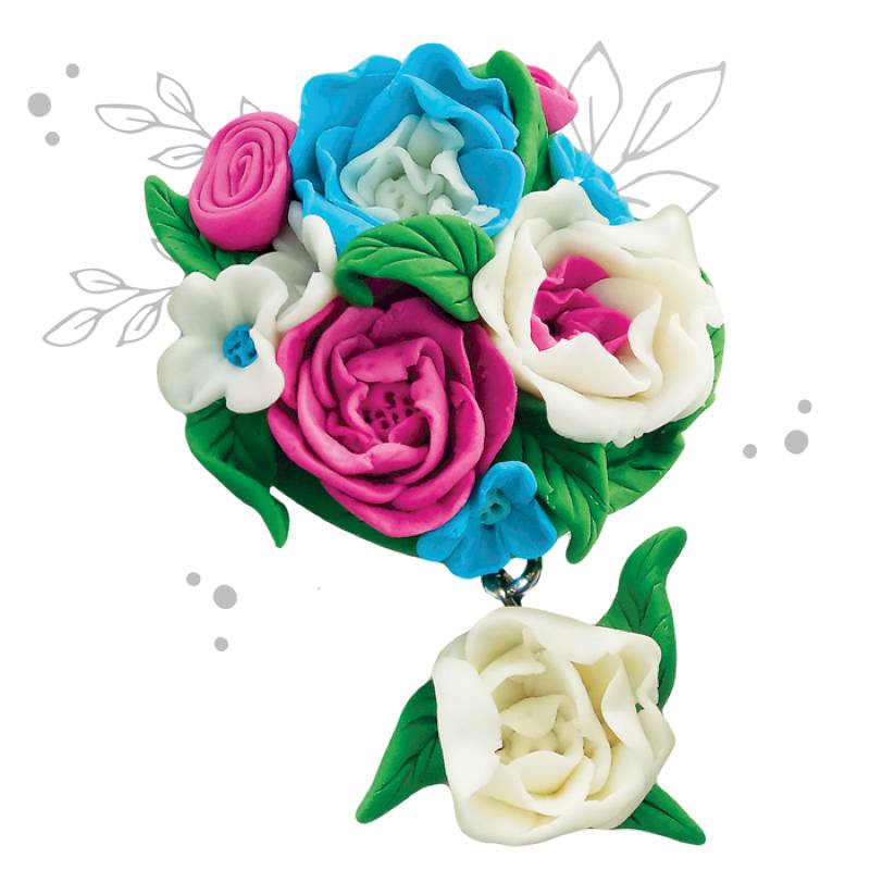 Брошь из полимерной глины своими руками 'Цветы' Брошь из полимерной глины своими руками 'Цветы'