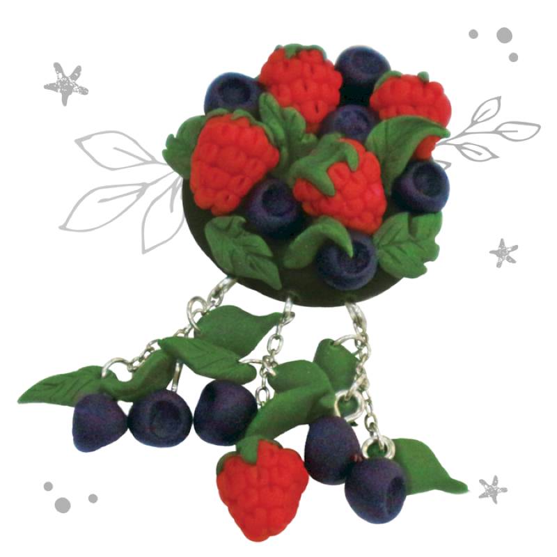 Брошь из полимерной глины своими руками 'Ягоды' Брошь из полимерной глины своими руками 'Ягоды'