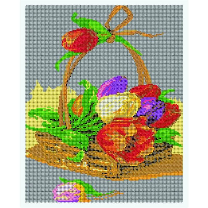 ВЛ-131П 'Корзина с тюльпанами' 24x30 см набор для вышивания чешским бисером 'Вышивочка' ВЛ-131П 'Корзина с тюльпанами' 24x30 см набор для вышивания чешским бисером 'Вышивочка'