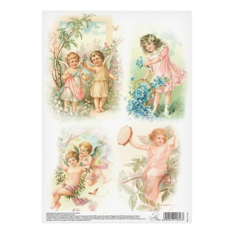 Декупажная карта «Ангелочки», 21 x 29,7 см Декупажная карта «Ангелочки», 21 x 29,7 см