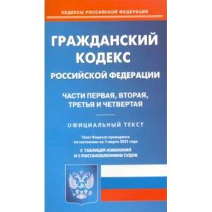 Гражданский кодекс Российской Федерации. Части 1-4. Текст по состоянию на 1 марта 2021 года
