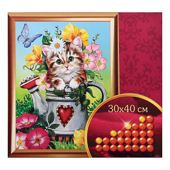 Алмазная вышивка с частичным заполнением «Котята», 30x40 см. Набор для творчества