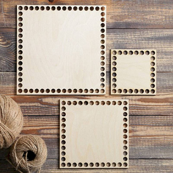 Набор заготовок для вязания 'Квадрат', донышко фанера 3 мм (3 в 1), 10/15/19.5 см, d=9 мм