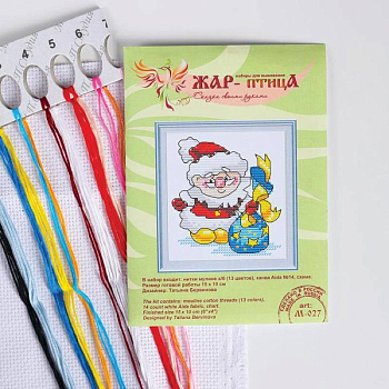 Набор для вышивания крестиком «Санта с подарками» 15x10 см