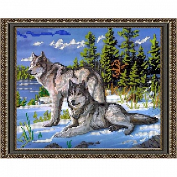 «Светлица» набор для вышивания бисером №161 «Волки» бисер Чехия 24x19 см