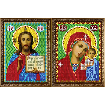 «Светлица» набор для вышивания бисером ВП319М,316М «Венчальная пара. Бца Казанская и Господь Вседержитель» бисер Чехия 12x16см
