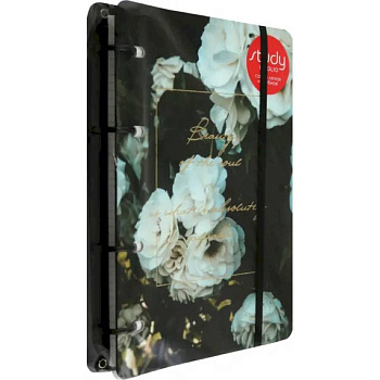 Цветы, 120 листов, клетка, кольцевой механизм